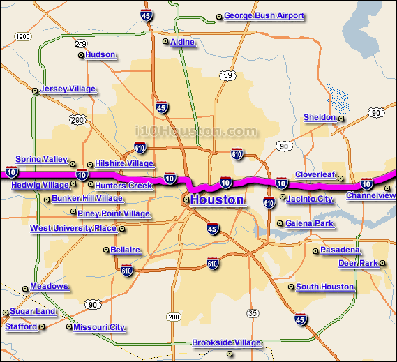 Interstate 10 Houston Map